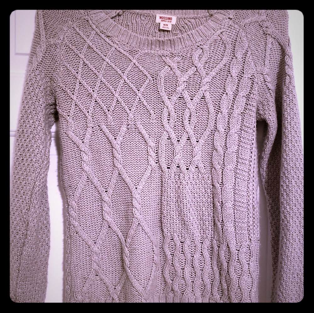 Silver threaded Grey knit sweater - Medium